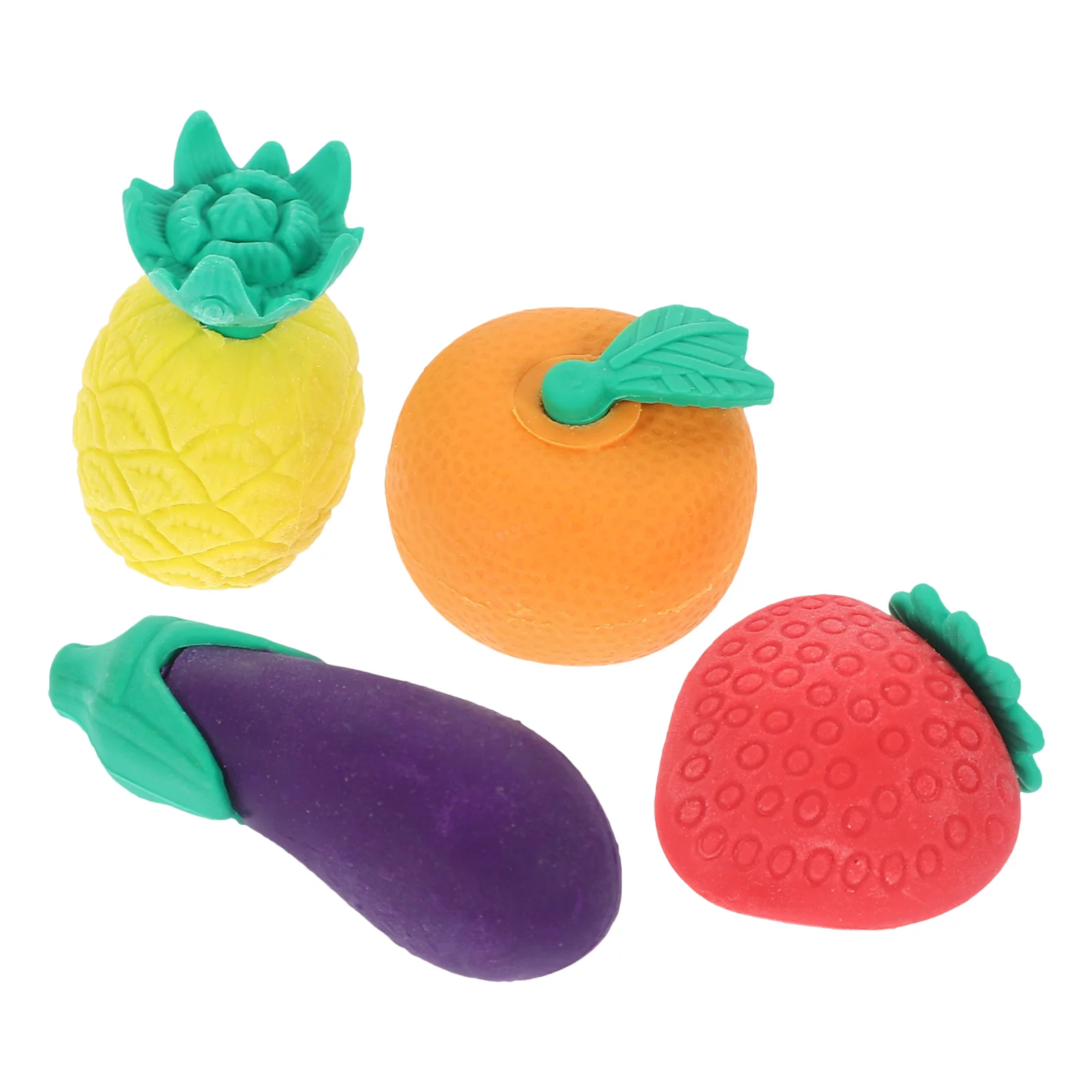 4 Pcs Erasers Rubber Student Stationery Kids Small Fruits and Vegetables Food for Students Studying Toddler