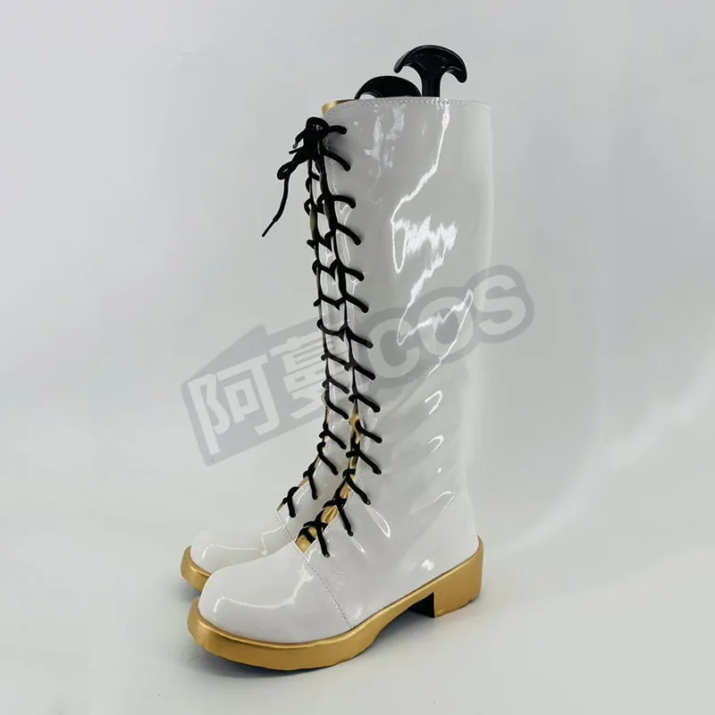 Rumi White Boots KPop Demon Hunters Dance Outfit Shoes Cosplay Shoes Adult Kids Halloween Carnival Shoes