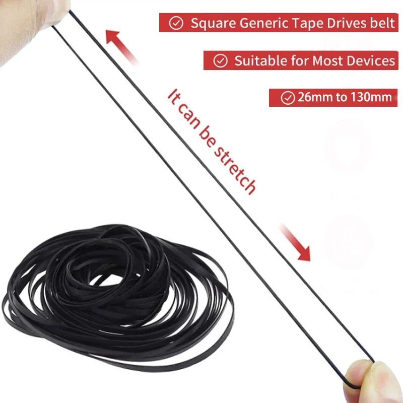 30-120Pcs Mix Cassette Tape Machine Belt for Video Machines Walkman DVD Drive 26-120mm/30-120mm/40-135mm Recorders Replacement