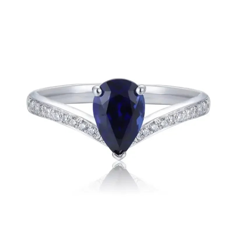 

RUIF 2024 Hot Sale Pear Shape Lab Grown Sapphire Rings S925 Silver Jewelry Engagement Women