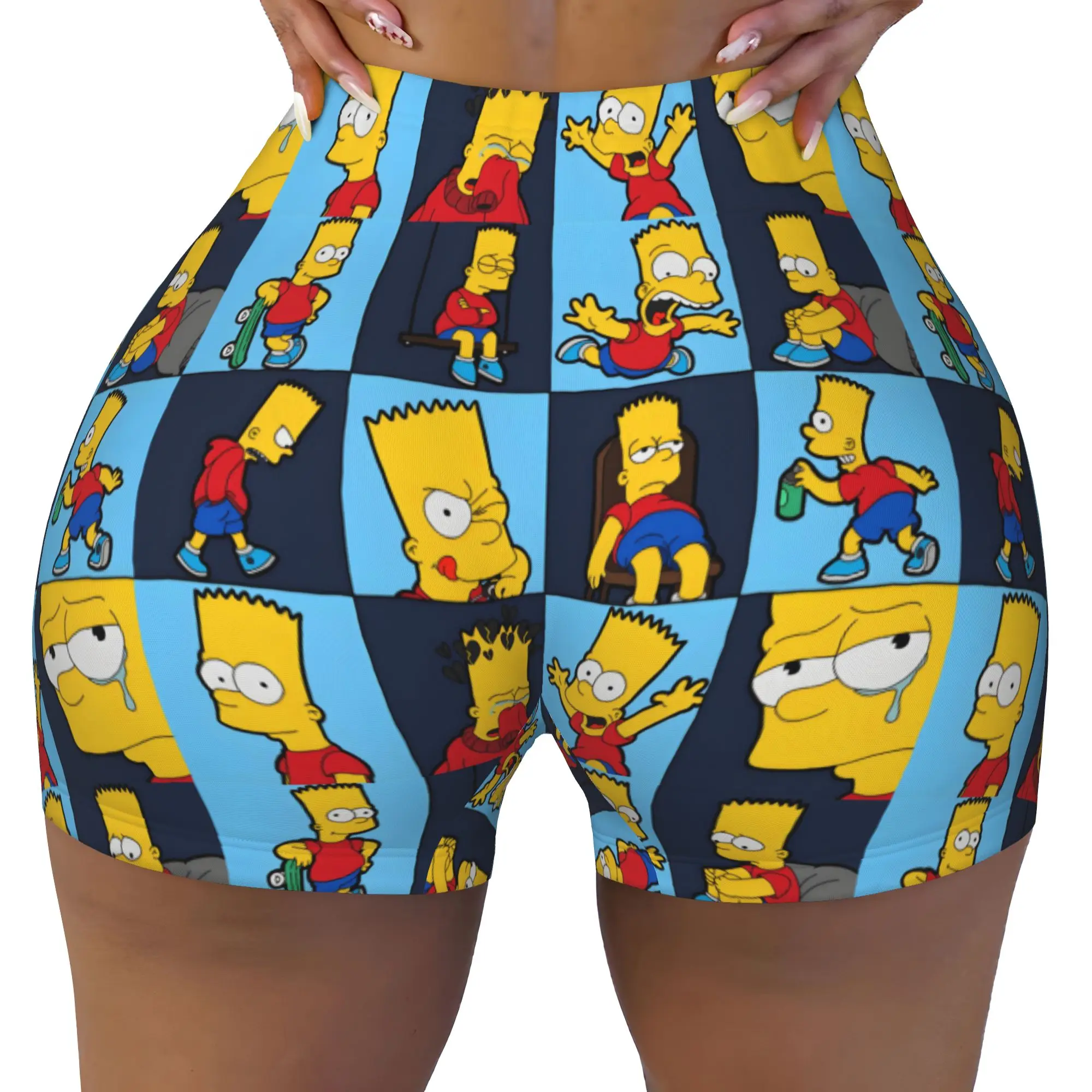 Custom S-Simpsoned Anime Workout Shorts Women's Homer Cartoon Gym Volleyball Running Yoga Shorts
