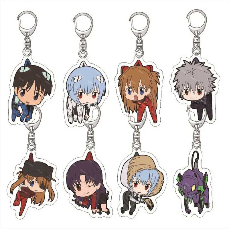 18 piezas de llaveros de acrílico EVA con impresión HD de doble cara, con personajes de anime Rei, Asuka, Shinji, Kaworu, como colgante para mochila, adorno para bolso y regalos de cumpleaños
