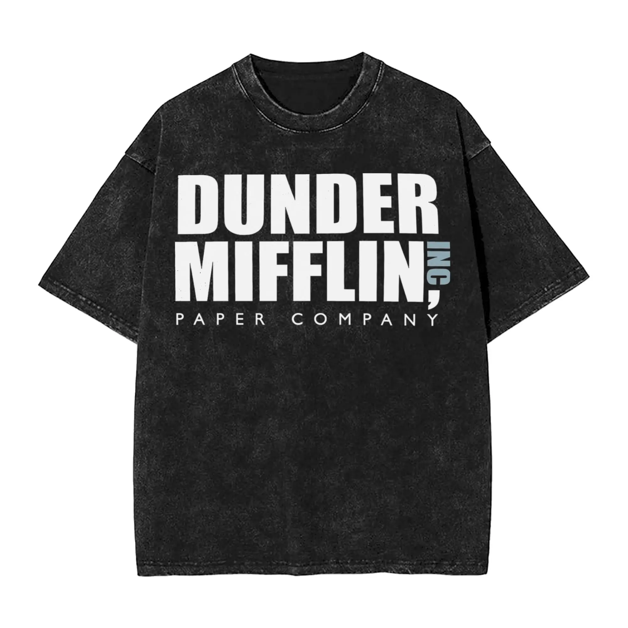 Dunder Mifflin Outfit Washed T Shirts Men Women Streetwear Hip Hop T-Shirt Printed  Tees Short Sleeve