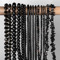 New In Natural Black Agates Stone Beads Faceted Round Shape Gems Beads For Jewelry Making DIY Bracelet Necklace Wholesale Supply