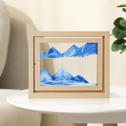 3D Sandscape Moving Sand Art Picture Quicksand Liquid Hourglass Glass Wooden Frame Flowing Sand Painting Office Home Decor Gifts