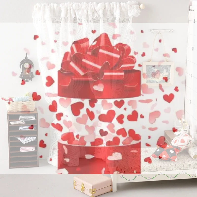 【بي إس】 ستارة دانتيل مصغرة لبيت الدمى بمقياس 1/12، ديكور أثاث غرفة نوم الدمى، إكسسوارات بيت الدمى، ديكورات مصغرة للتصوير