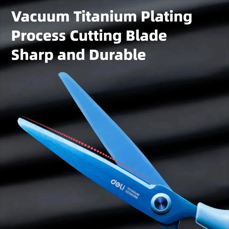 Deli 6058-T Titanium PlatedComfortable Adhesive HandleStainless Steel Office ScissorsPointed Shears Hand Sewing Knife