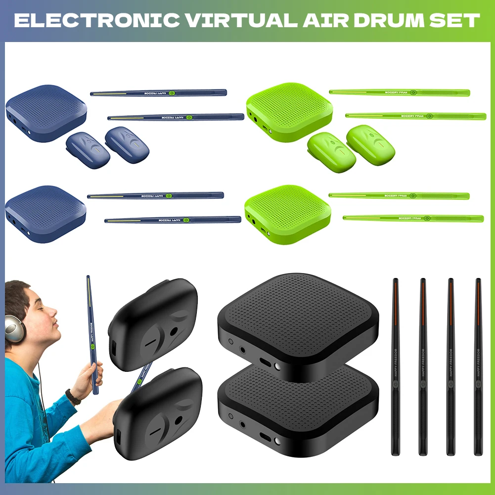 

Electronic Virtual Air Drum with Drumsticks Pedals Portable Virtual Reality Drum Kit for Beginners Children Adults Birthday Gift