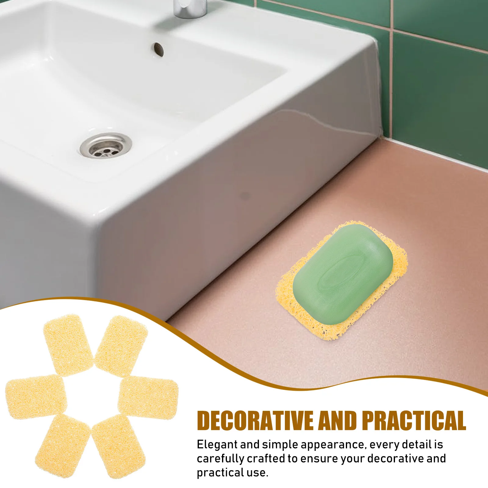 

6pcs Anti-Slip Soap Saver Premium Pvc Soap Draining Pads Bathroom Non-Slip Mat Water Drain Design Smooth Edge