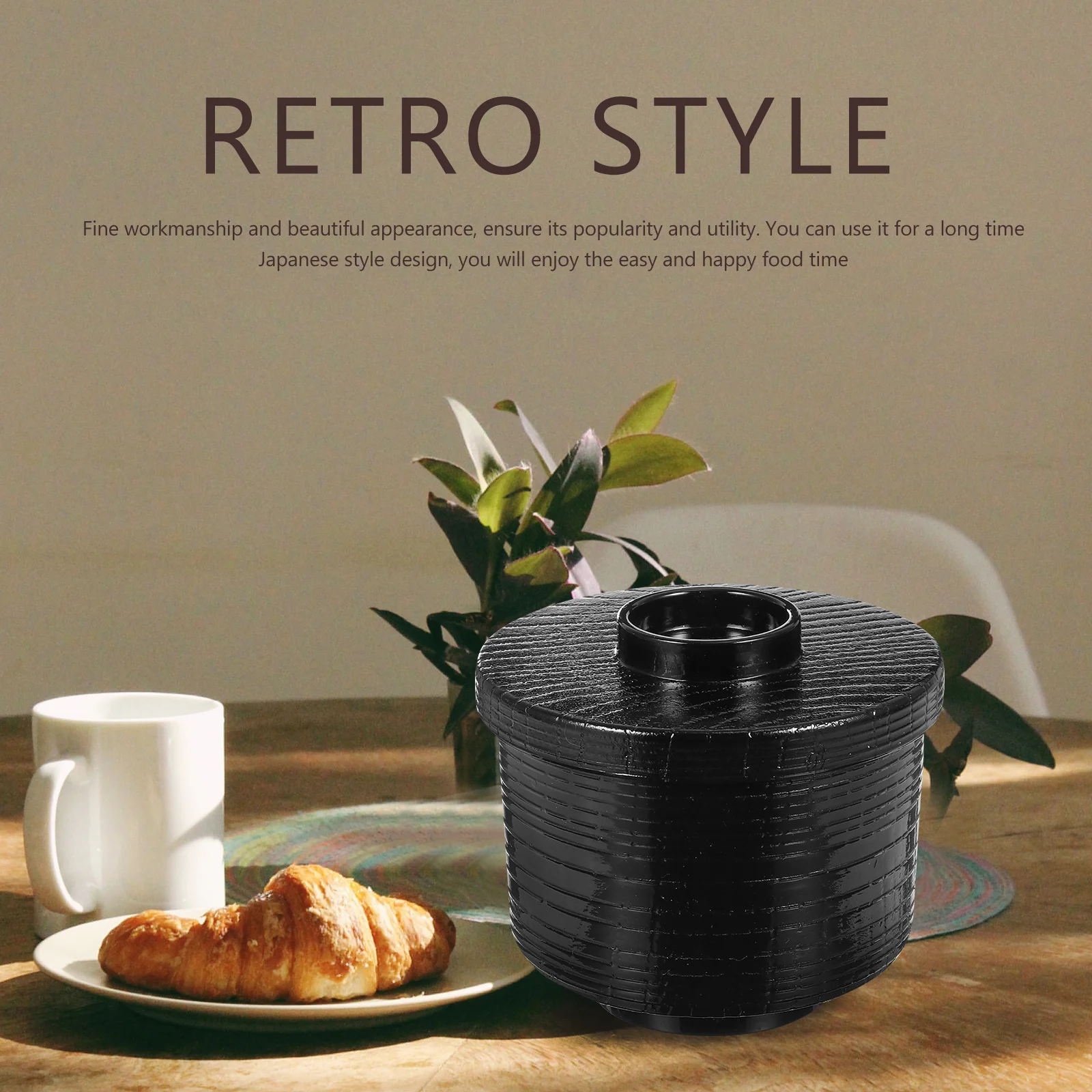 

1 pc Japanese Style Miso 10 Oz Soup For Noodles Salad Snacks Ramen Bowl With Lid Kitchen Tableware Plastic Bowl