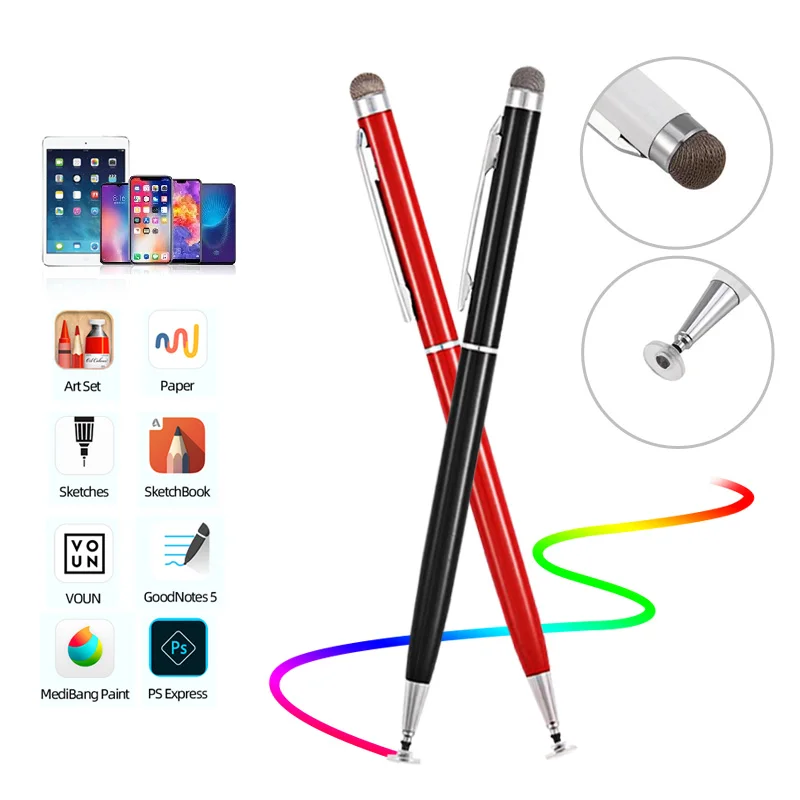 GUUGEI Universal 2 In 1 Stylus Pen For Smart phone Tablet Thick Thin Drawing Capacitive Pencil Android Mobile Screen Touch Pen