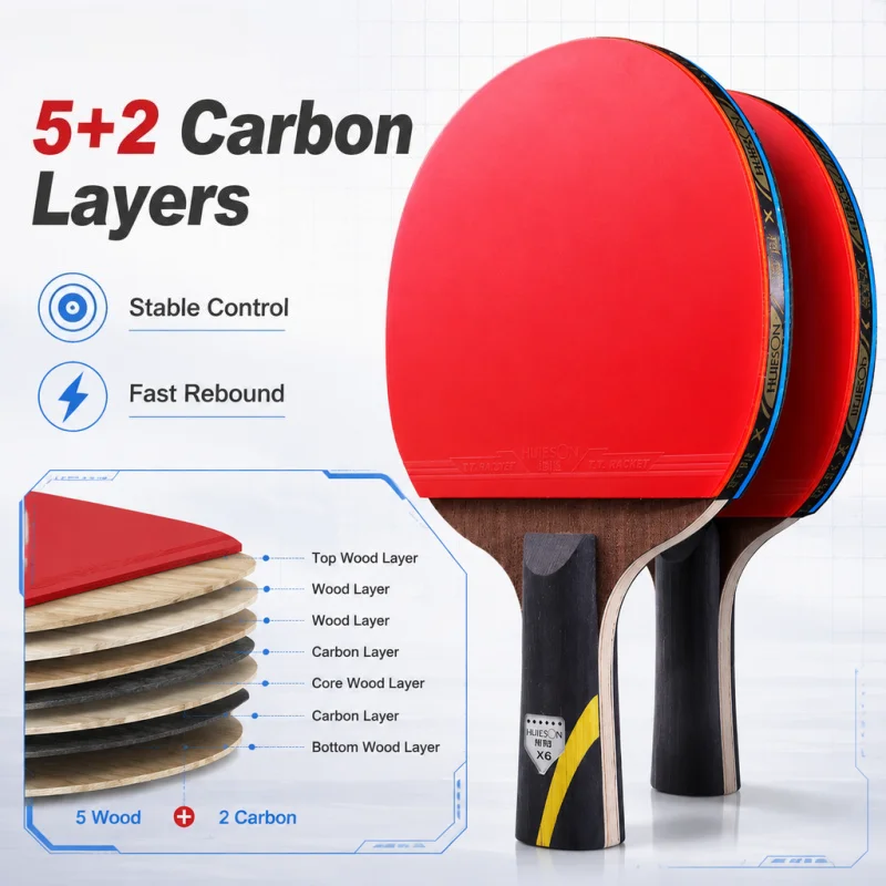 6 スターカーボン卓球超強力ピンポンラケットトレーニングラケ - Table Tennis Bat Butterfly のレビューと価格