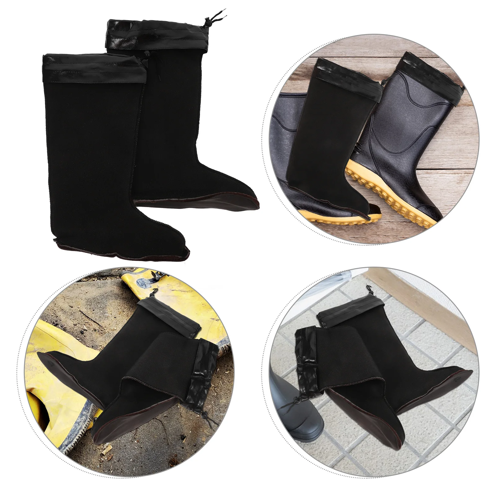 Rain Boots Inner Sleeve Mens Rainboots Warm Thick Liner Black Cloth Replacement Lining and Women