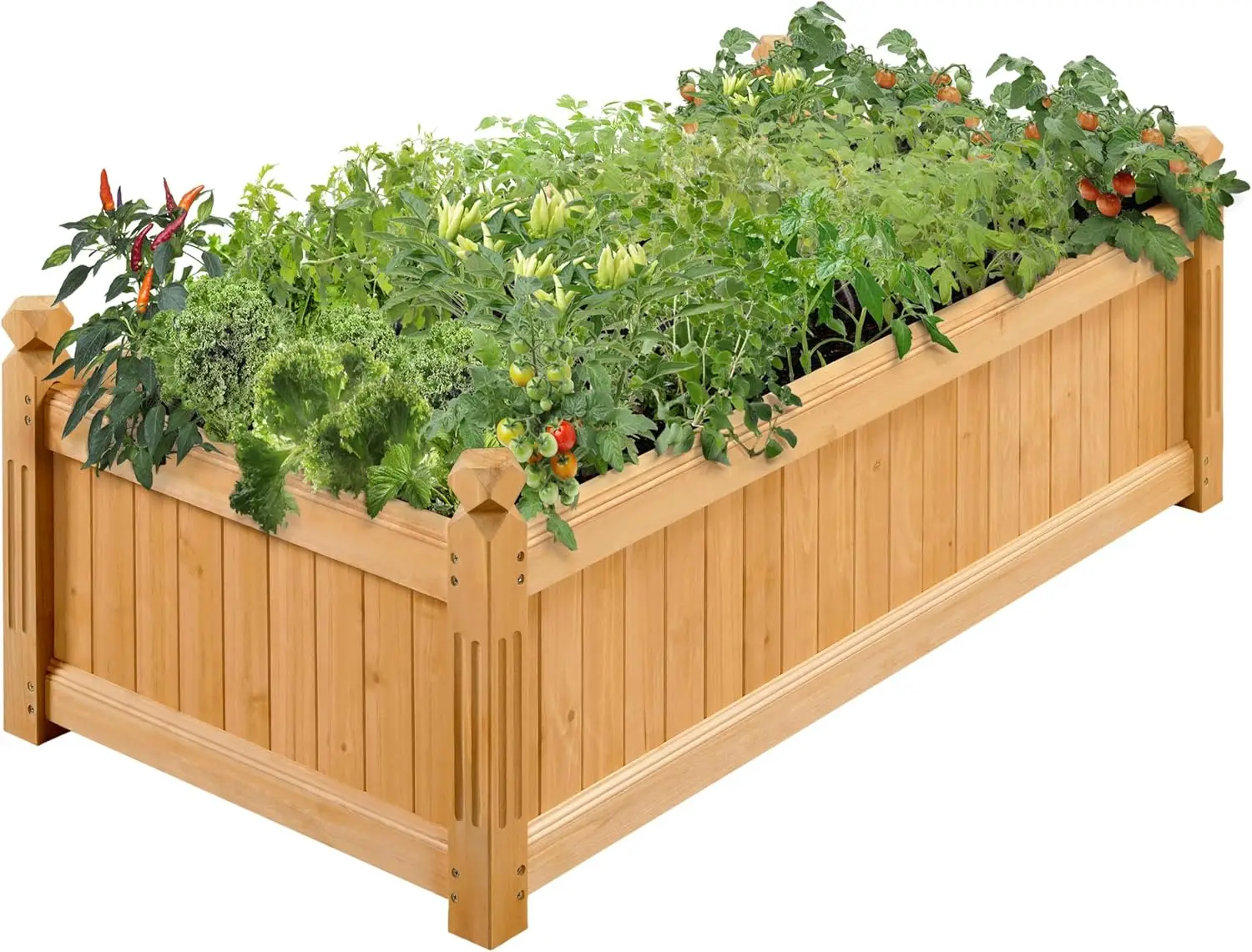 46" L x 23.5" W x 16" H Wooden Raised Garden Bed - Large Planter Box for Vegetables, Flowers, Herbs - Outdoor Use - Light Brown