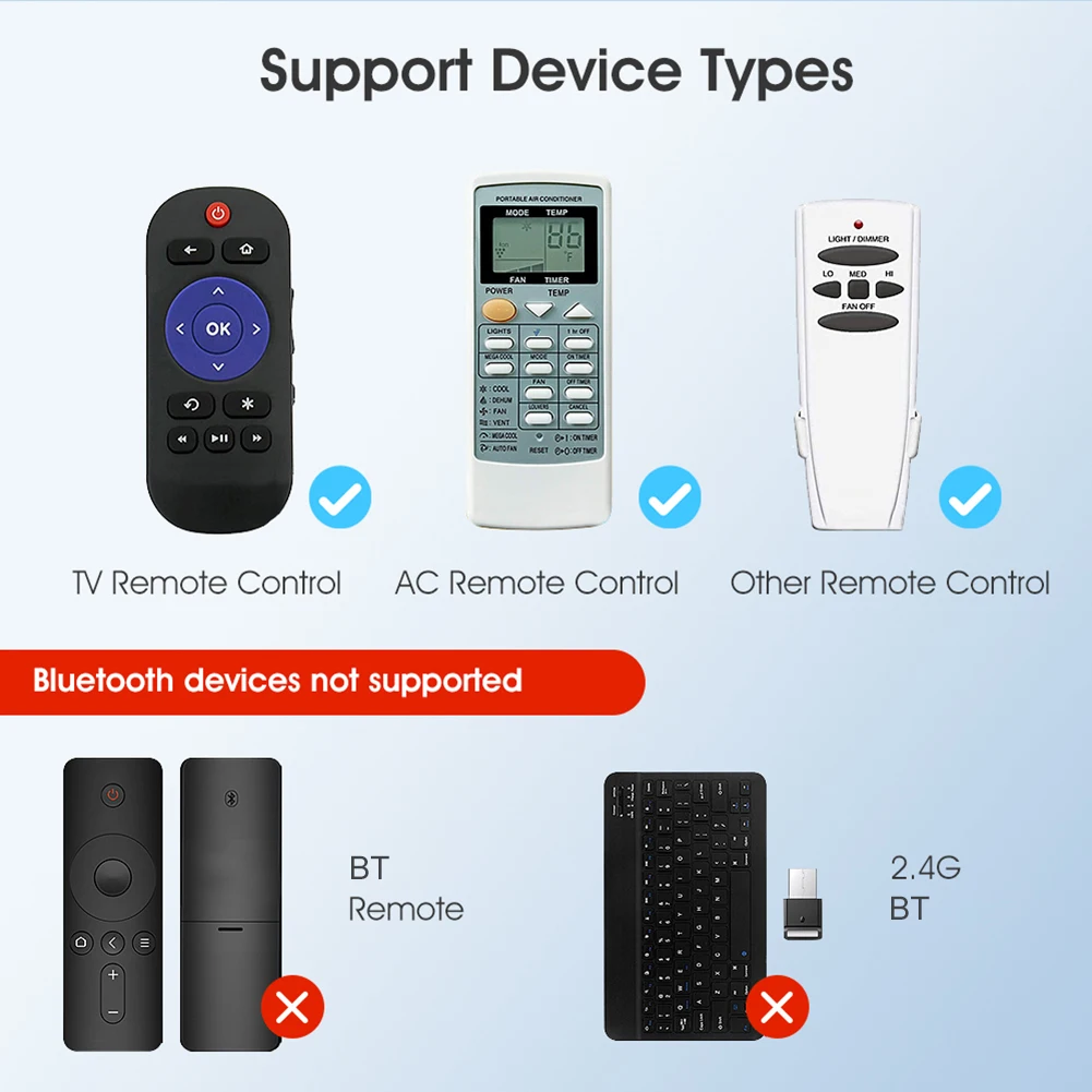 جهاز تحكم عن بعد صغير ذكي WiFi BT يعمل مع Alexa Google Home IR للتحكم عن بعد بالأشعة تحت الحمراء لمكيف الهواء التلفزيوني