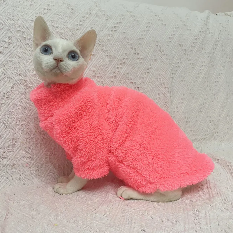 

TONG Hairless Cat Clothes Stripe 4-Legged Cotton Sphynx Cat Clothes Outfits Winter Warm Devon Kornish Sphinx Cat Clothes