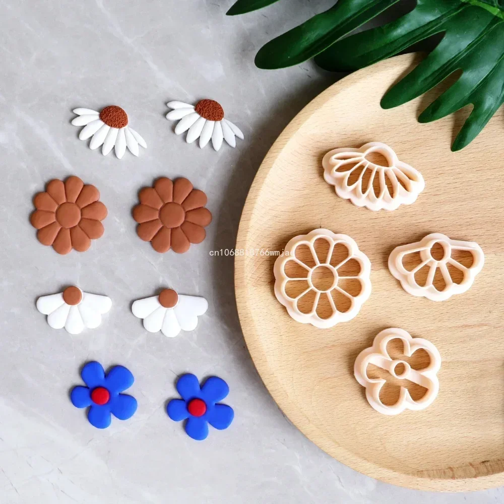 Daisy | Sunflower Shape Polymer Clay Cutters Flowers Floral Pattern Clay Earring Embossing Molds DIY Jewelry Pendant Making Tool