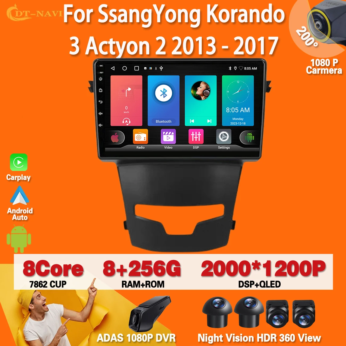 

Android 13 For SsangYong Korando 3 Actyon 2 2013 - 2017 Carplay Auto Radio Stereo Multimedia Player Navigation GPS 2din DVD 4G