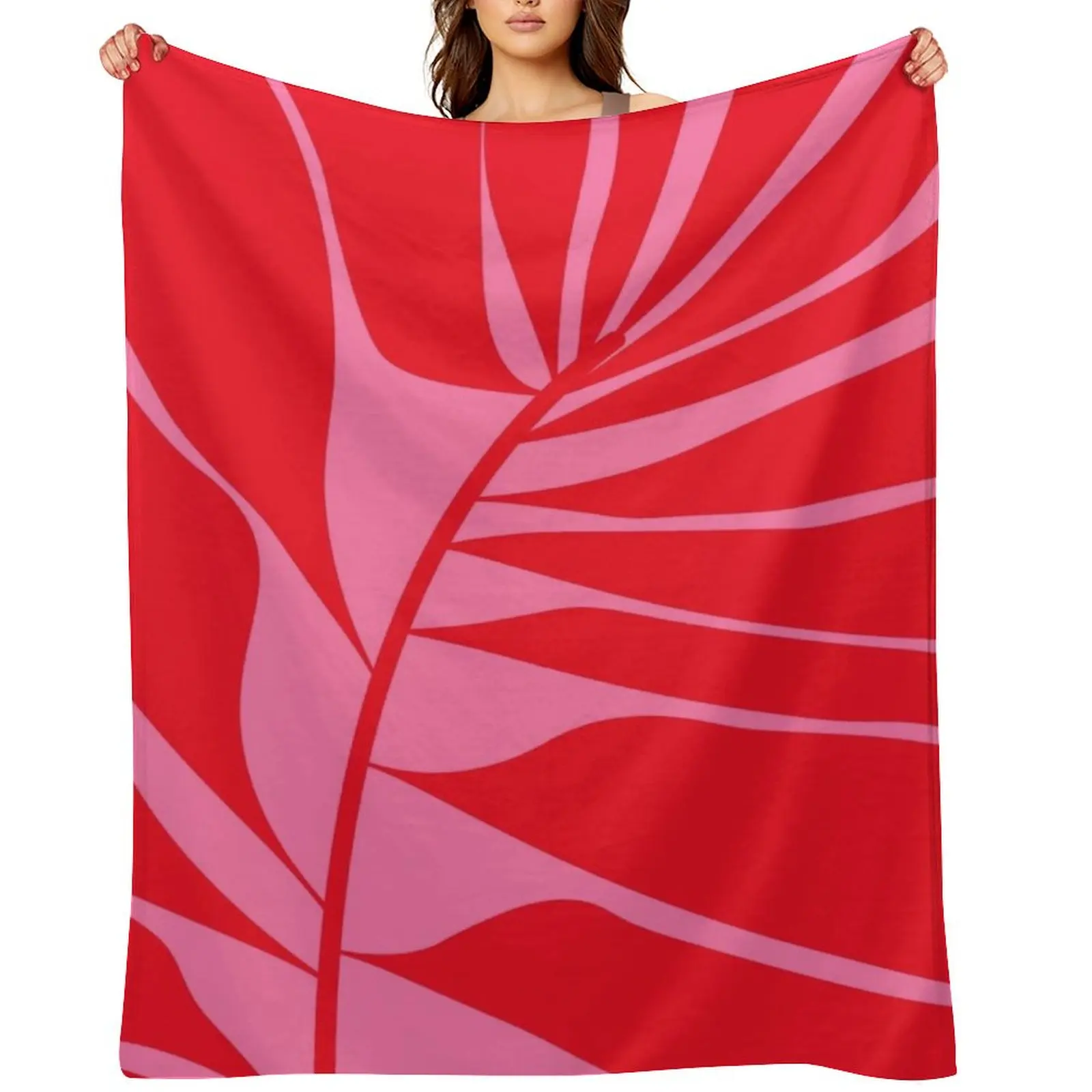 

Pink and Red Leaf Throw Blanket for winter decorative Furry Decorative Beds Blankets