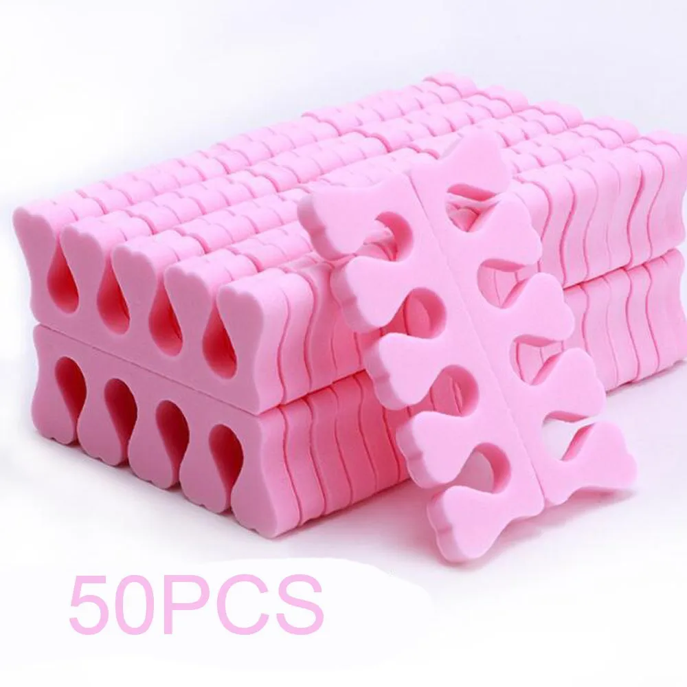 50 Pairs Soft Toe Separators Fingers Foots Nail Art Tools Flexible Heart Design Nail Art Practice Manicure Pedicure Foot Braces