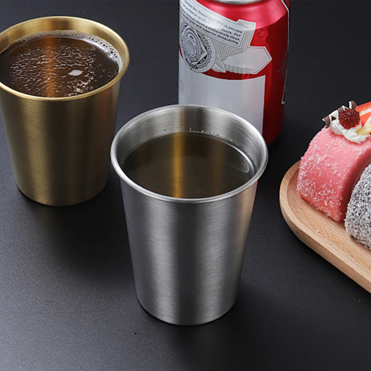 

4Pcs New 350ML Ins Simple Metal Stainless Steel Gold Plated Brewery Cup High Quality Cup Steel Friends For Camping