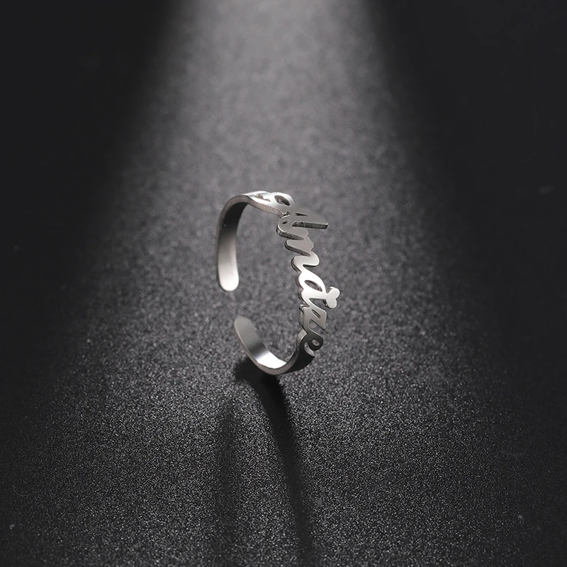 

Customized Name Opening Ring, Simple Design, Exclusive Personalized Ring, Unique Name Carving, Suitable For Couples And Friends