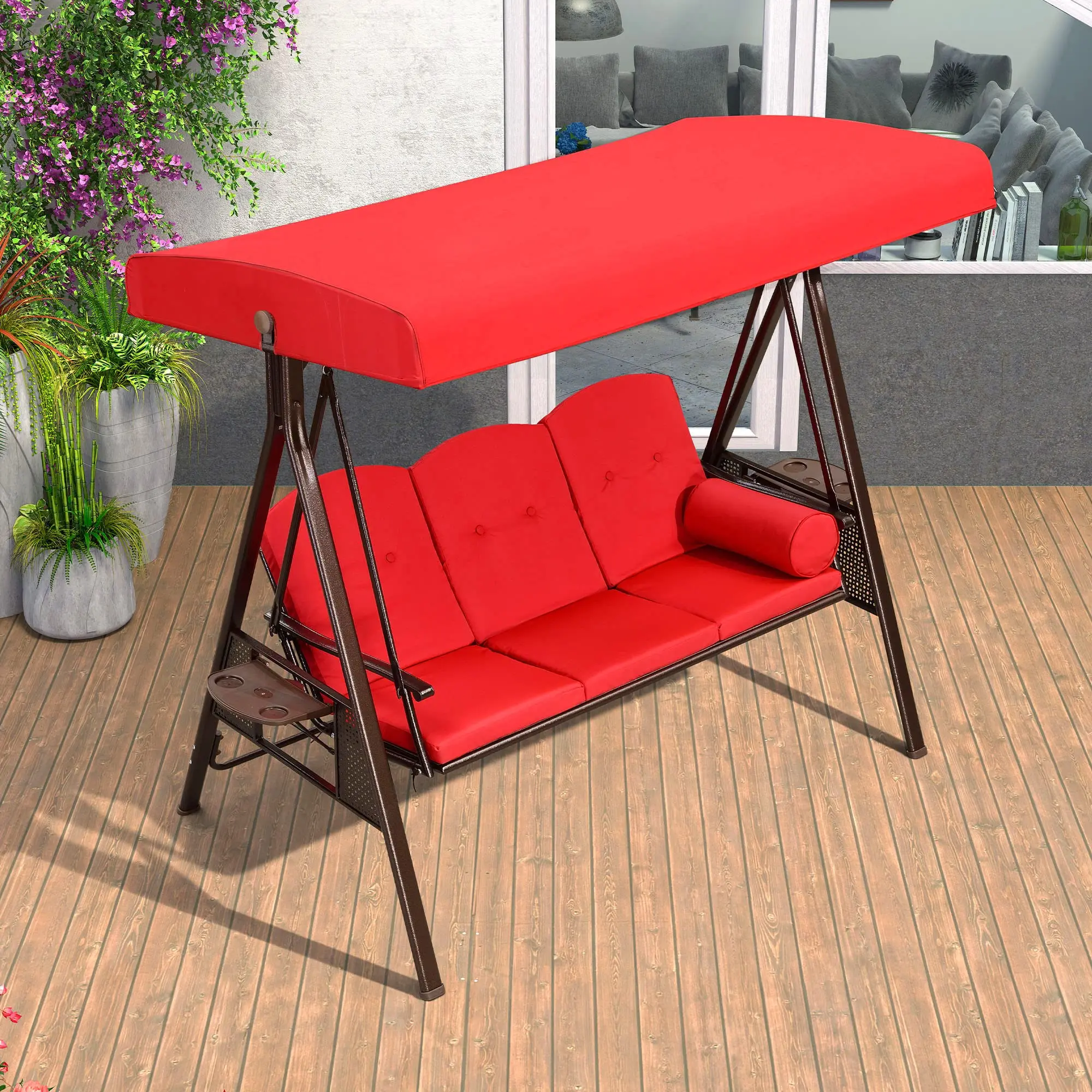 

High Quality Iron Swings Outdoor Patio Garden Swing 3 Seater Double Hanging Swing Chair