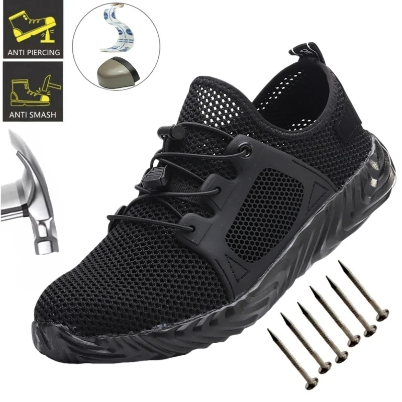 

Summer Lightweight Men's Safety Work Shoes, Steel-Toe Work Boots, Sports Style, Men's Puncture-Resistant Breathable Work Shoes