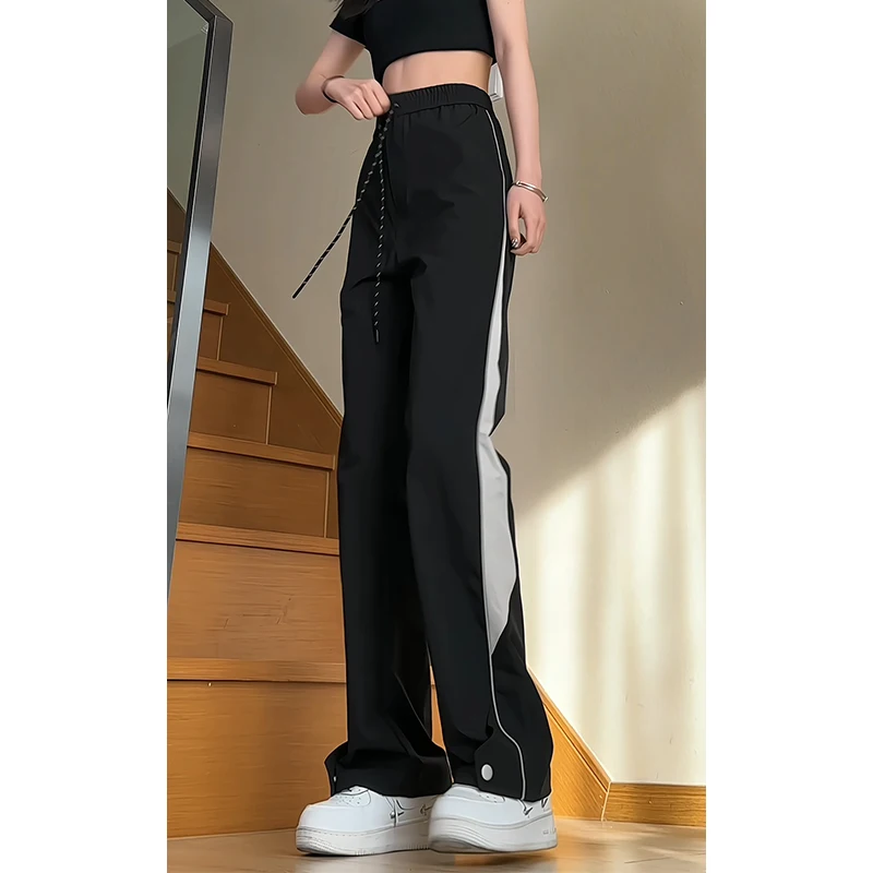 فضفاضة تناسب النساء الشارع الشهير وزرة السراويل الترنك عادية الربيع يندبروف واسعة الساق ركض بنطلون في الهواء الطلق الرجال ملابس العمل Sweatpants