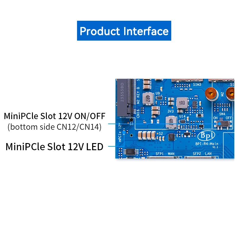 Imagem -05 - Banana pi Bpi-r4-nic-be14 Wifi Módulo Mediatek Mt7995av 32 Bits Risc-v Mcu Pcie 3.0 Interface Pistas para Banana pi Bpi-r4