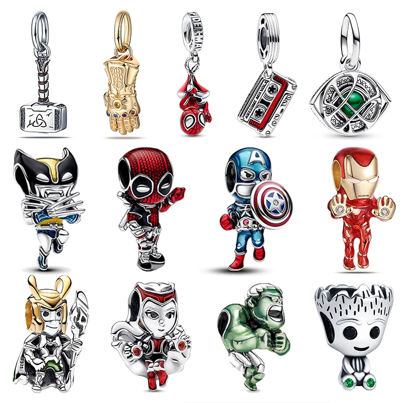 

fit Original Bracelet Bangle Disney Marvel Lron Man Deadpool Wolverine 925 Sterling Silver Charms Beads Pendant DIY Jewelry Gift