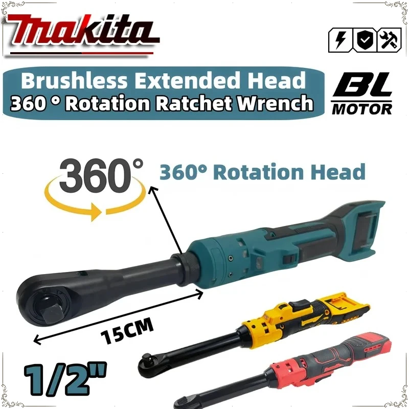 

Makita Electric Ratchet Wrench Upgraded Extended Head Removal Screw Nut 220N.m 3/8" Cordless Driver Power Tools