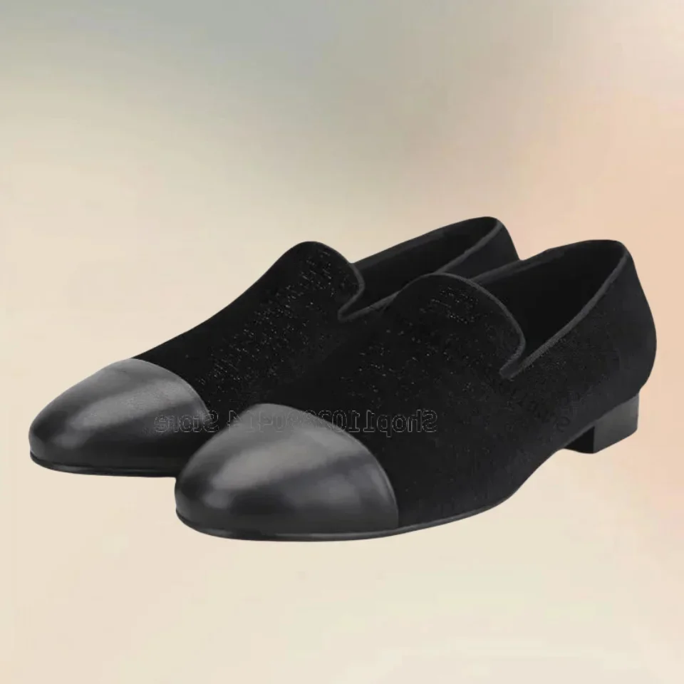 Schwarz Matte Leder Kappe Patchwork Glitter Loafers Fashion Slip Auf Männer Schuhe Luxus Handgemachte Party Fest Bankett Männer Casual Schuhe