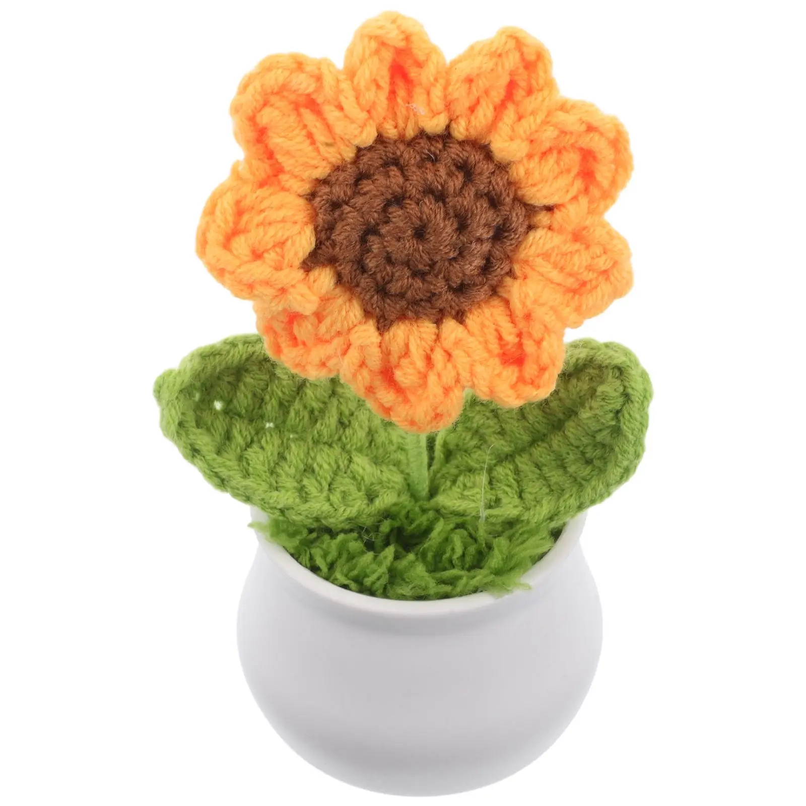 

Simulated Sunflower Artificial Flowers Crochet Potted Plant Yarn Kit Study Desk Decor Mini Woolen Bouquet Fake Flower