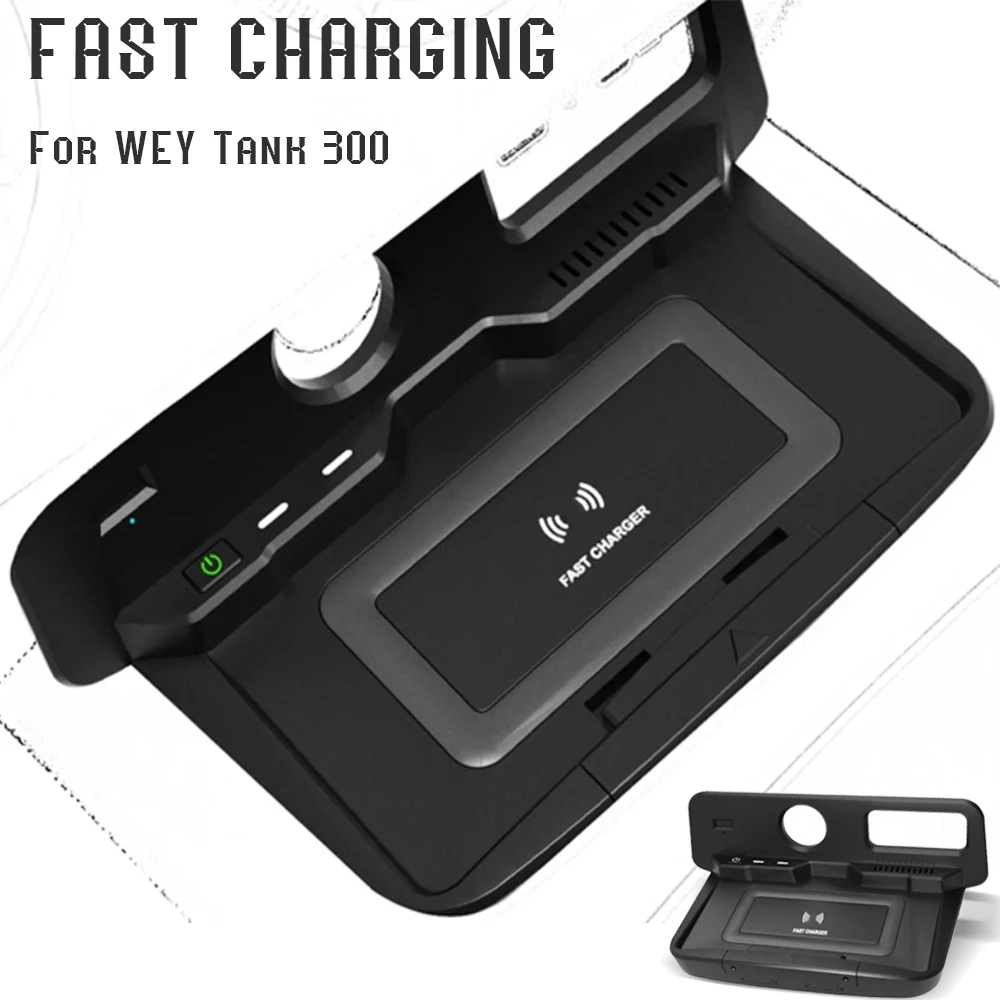 Phone Mount stand Wireless charger For WEY Tank 300 2021-2023 Charging plate fast charge plug and play accessories interior