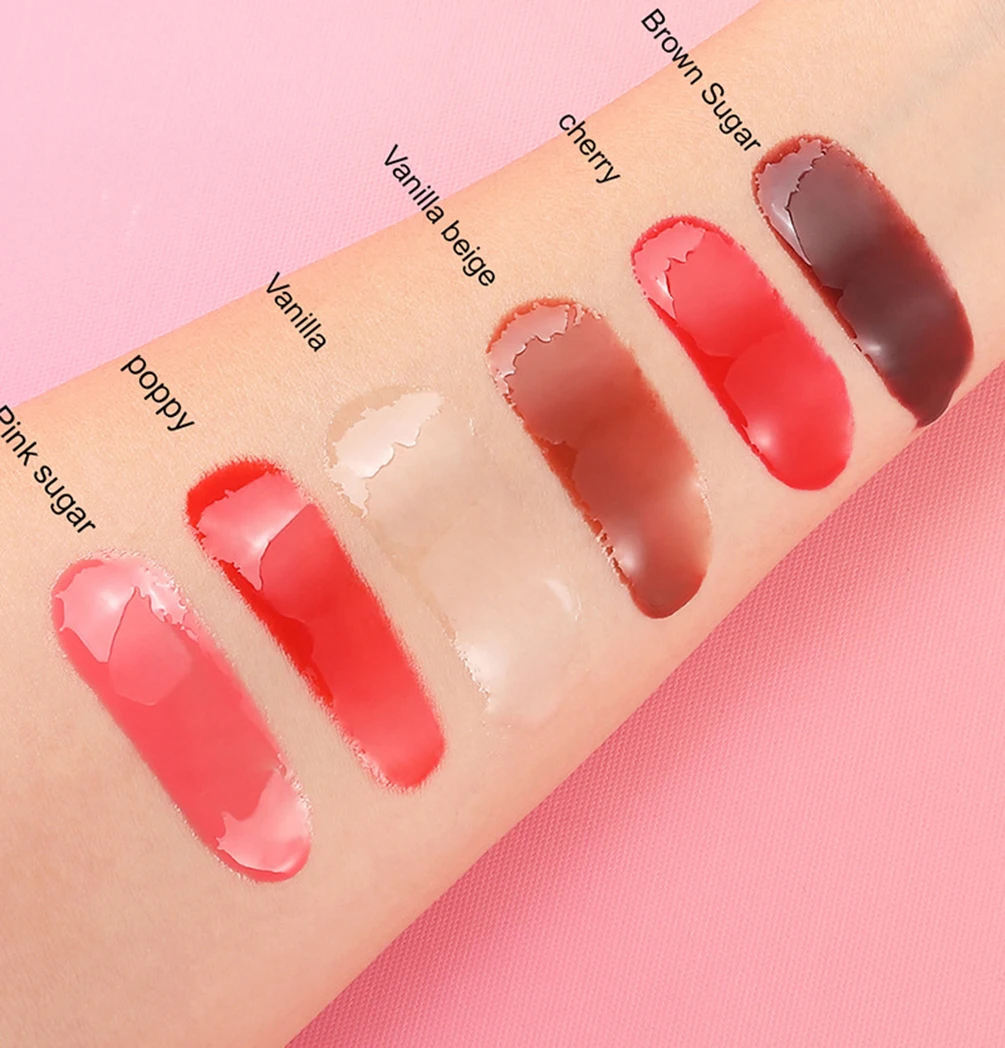 Etichetta privata 15ml Lucidalabbra Polipeptide Pigmento al burro Lunga durata 6 colori Idratante liscio Idratante Logo personalizzato Trucco