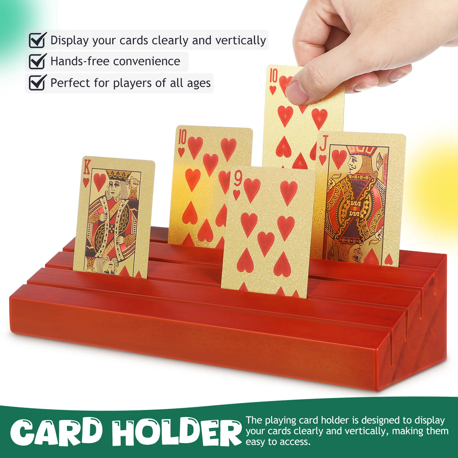 2 stuks speelkaarthouder houten standaard ingelaste ontwerp kaart dek organisator brug tafelblad displaykaarten standaard
