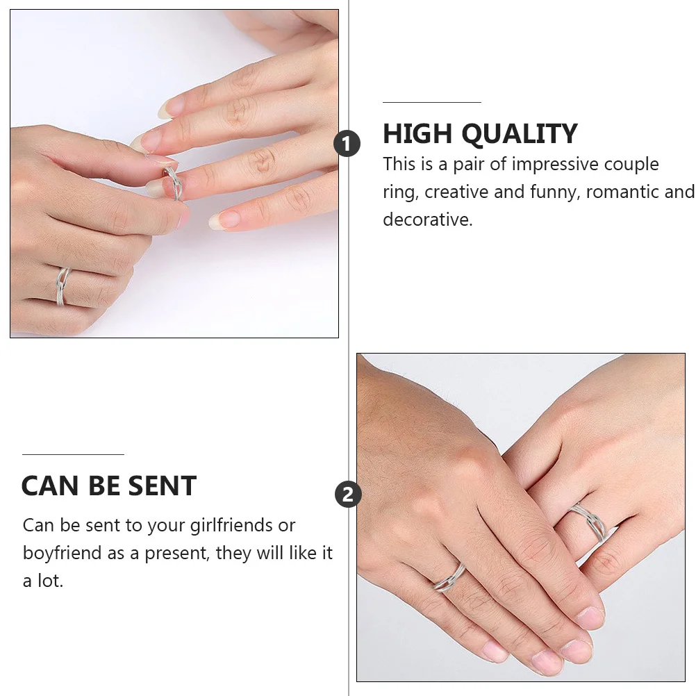 مجموعة خواتم للأزواج مكونة من زوج واحد من خواتم الأصابع الرقيقة العصرية للجنسين، ملابس مريحة، لمسة نهائية من النحاس الفاخر المصقول، إكسسوار يومي
