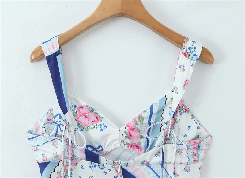 Women's Dress 2025 Winter New Printed Satin Spaghetti Strap Sexy V-Neck Mini Dress Stylish and Cute