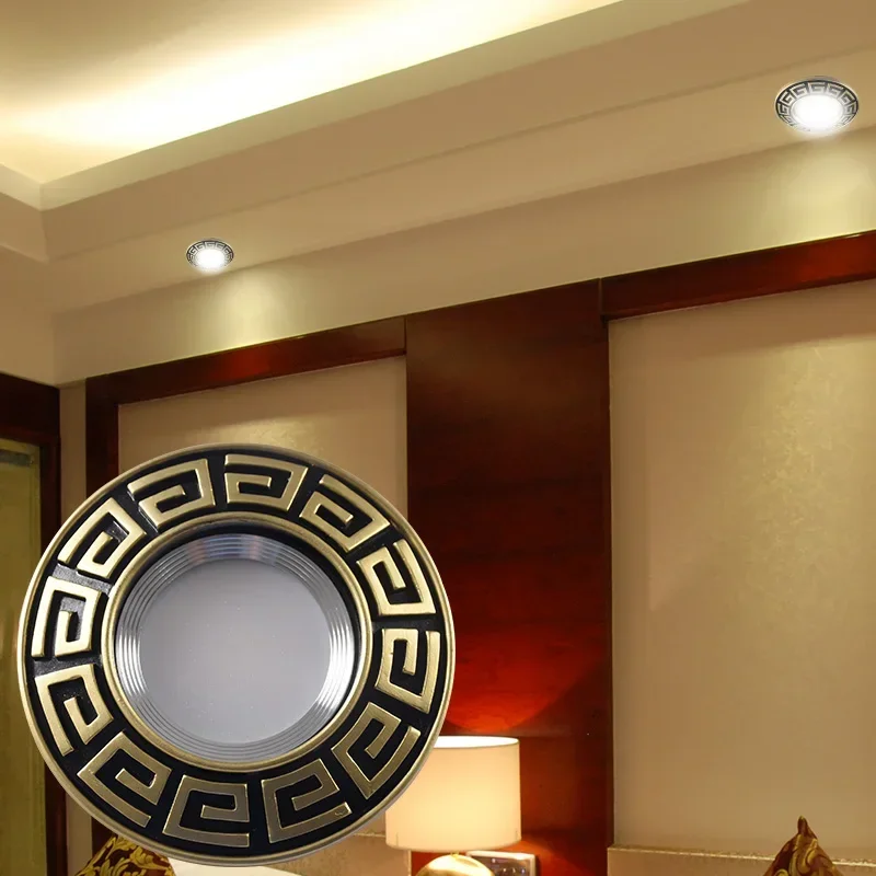 Retro Bronze Embedded Cow Eye Cob Led Ceiling Lamp Living Room Hotel Aisle Recessed Downlight 220V 110V 5W 7W Vintage Loft Decor
