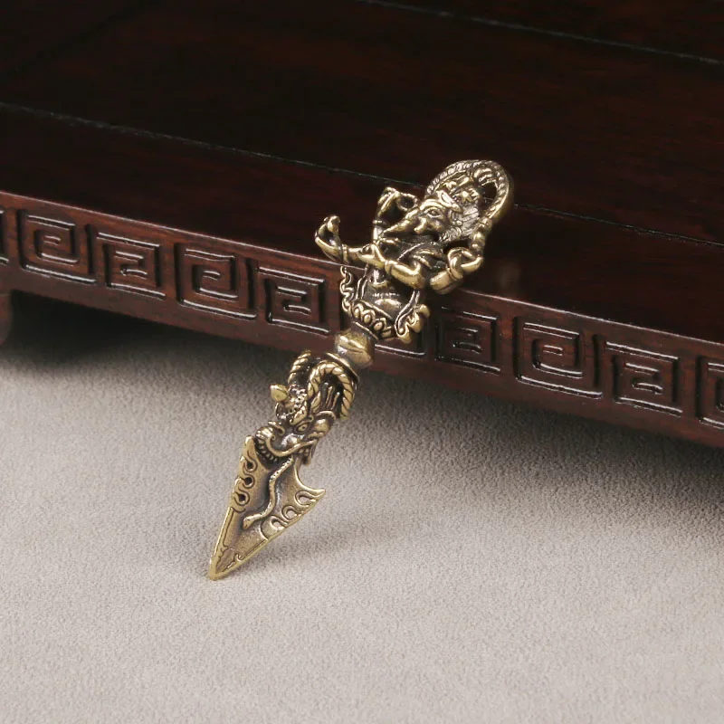Brass Nepalese Elephant God Pestle Keychain Pendant Tibetan Diamond Pestle Pendant Imitation Antique Play Home Decoration