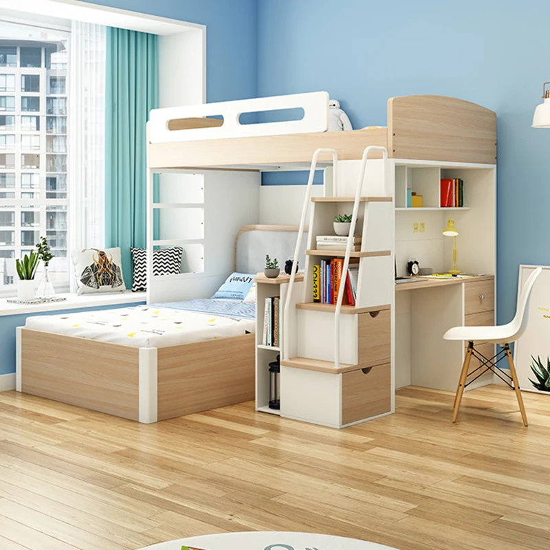 On the bed and off the table combination bed staggered on and off the bunk desk wardrobe integrated multi-functional bun