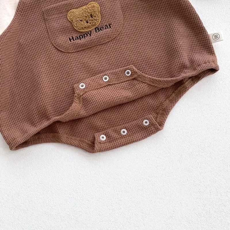 Bardibess Autumn Baby Clothing  Waffle One Piece Infant Boys Bodysuit