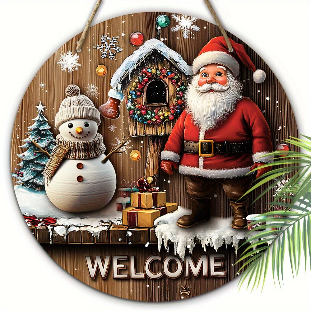 1 قطعة عيد الميلاد سانتا كلوز ثلج ستار ندفة الثلج الحلي عيد الميلاد ترحيب 2d الخشب قلادة الشرفة إكليل شقة معلقة طباعة الديكورات المنزلية