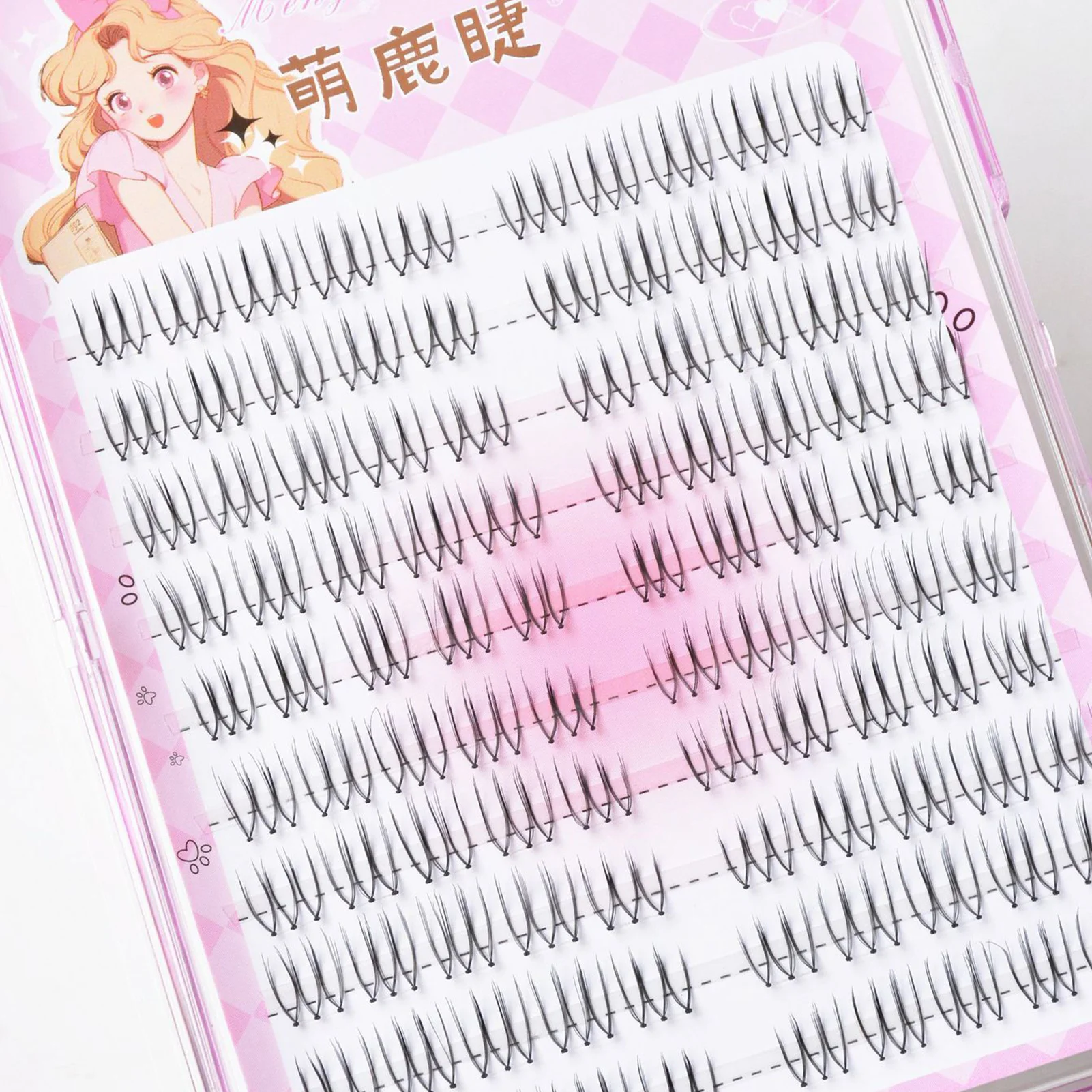 Ciglia individuali a forma di U con fascia trasparente Ciglia a grappolo 3D Fai da te Estensione ciglia soffici e sottili per il gruppo di idoli coreani Ciglia comiche