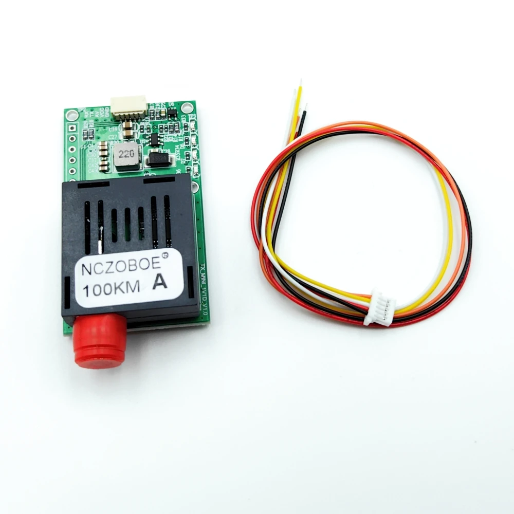 100km NCZOBOE TTL Optical Transceiver Module DC 5.5-26V FC RX/TX/AV/VCC/GND Interface for Drones TTL to Fiber Optic Module