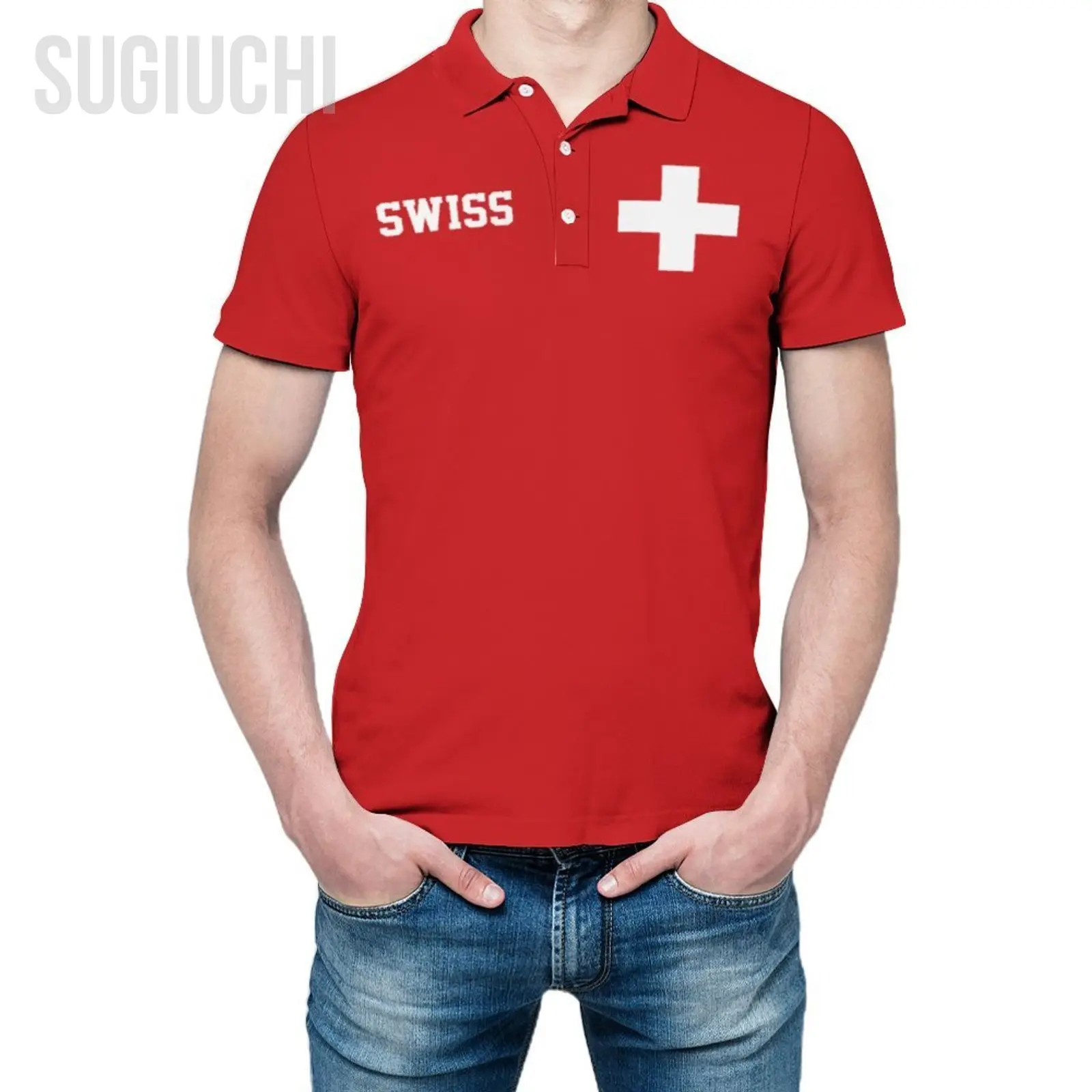 Unisex Polo Shirt Switzerland Flag Swiss Suisse 3D Print Man Polo Fashion Clothing Tracksuits Short Sleeves