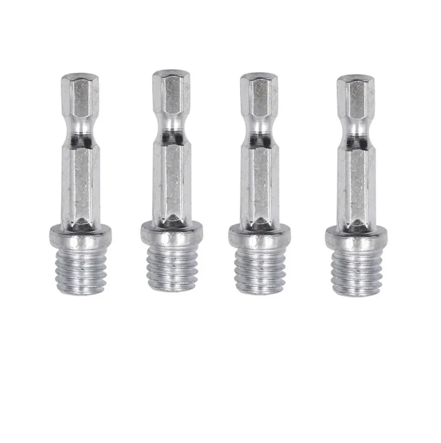 2/4pcs แผ่นขัดก้านเชื่อมต่อ 1/4 "Shank อะแดปเตอร์หกเหลี่ยมเจาะ Chuck M10 แผ่นขัดการเชื่อมต่อ Rod สําหรับเจาะไฟฟ้า