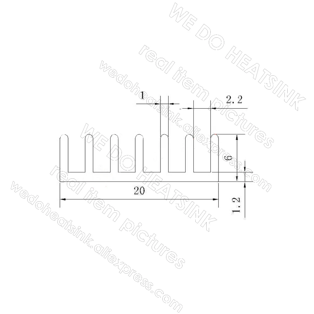 50x20x6mm Silver Aluminum E-shape Heatsink Radiator Cooler for MOS IC DIP Chip with Thermal Adhesive Pad Assembly Applied