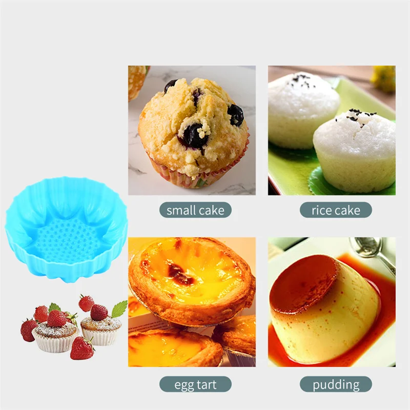 Reusable Sunflower Silicone Cake Cup Mold Muffin Cup Cupcake Liners Colorful Silicone Pastry Muffin Molds DIY Baking Tool